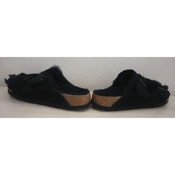 Birkenstock EUR 41 Women's 10 Men's 8 Black Suede Arizona Shearling Sandals - Picture 9 of 12